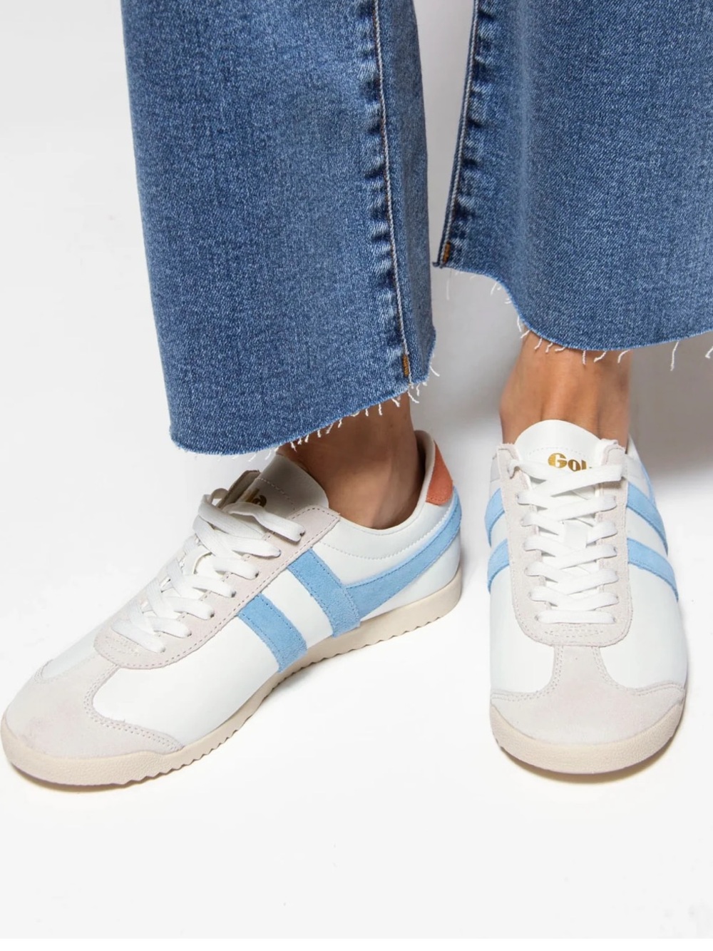 Gola Bullet Pure Sneaker in White, Light Blue and Coral